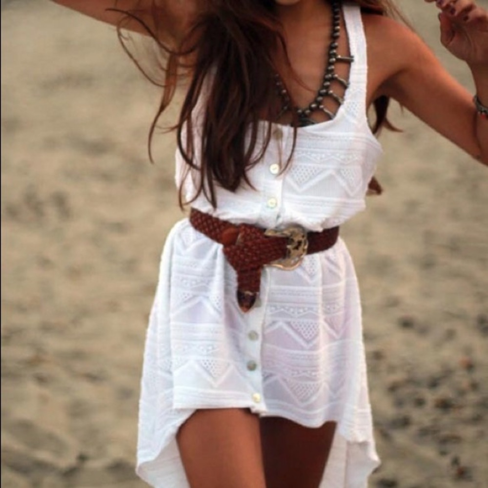 Jen's Pirate Booty White High-Low Button Front Dress